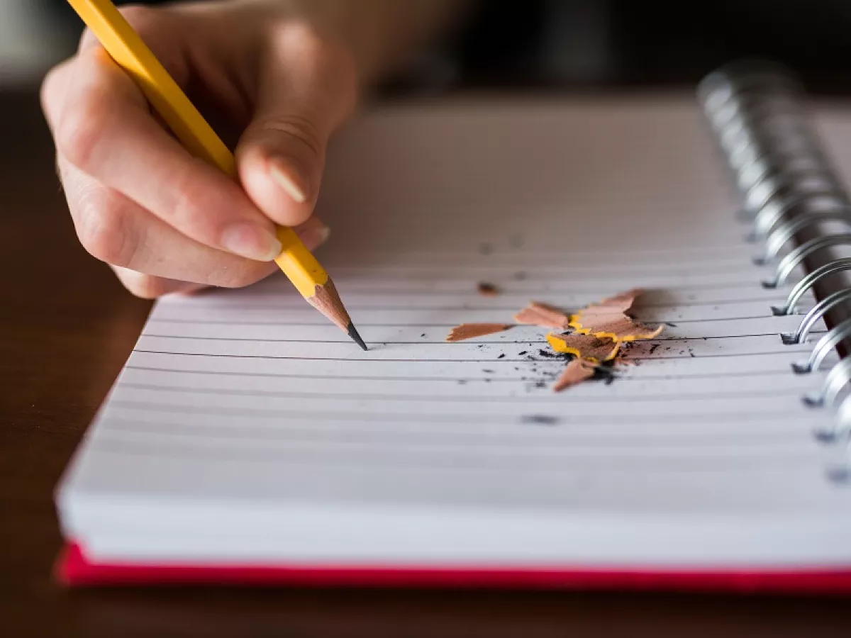notebook and broken pencil