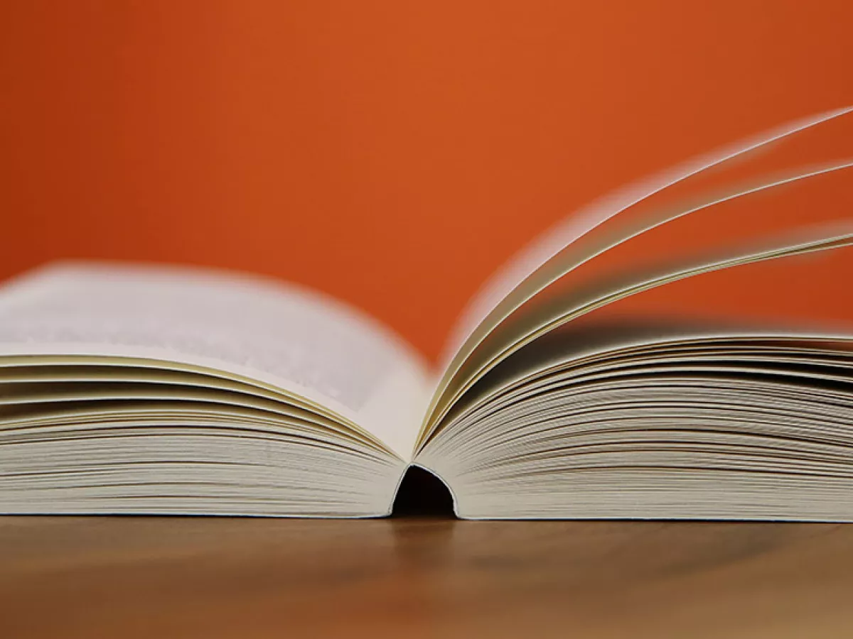 Open book on a table